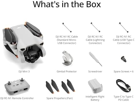 DJI Mini 3  Drones with Camera for Adults 4K  38 min Flight Time  up to 32800ft  10km  Video Transmission  True Vertical Shooting  GPS Auto Return Integrated  Mini Drone with Camera for Beginners