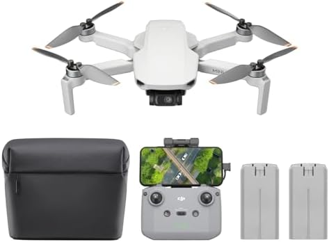 DJI Mini 4K Camera Drone Combo  Drone with 4K UHD Camera for Adults  Under 249 g  3 Axis Gimbal Stabilization  10km Video Transmission  Auto Return  2 Batteries for 62 Min Max Flight Time  QuickShots