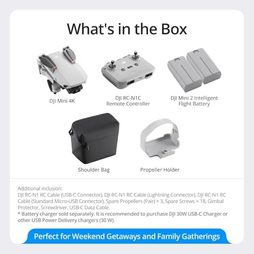 DJI Mini 4K Fly More Combo  Drone with 4K UHD Camera for Adults  Under 249 g  3 Axis Gimbal Stabilization  10km Video Transmission  Auto Return  3 Batteries for 93 Min Max Flight Time  QuickShots