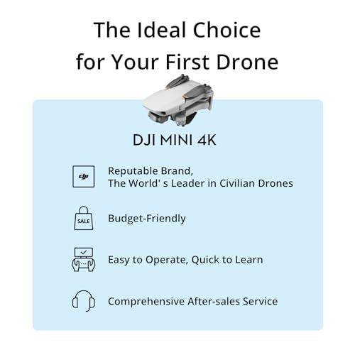 DJI Mini 4K  Drone with 4K UHD Camera for Adults  Under 249 g  3 Axis Gimbal Stabilization  10km Video Transmission  Auto Return  Wind Resistance  1 Battery for 31 Min Max Flight Time  Intelligent Flight