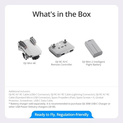 DJI Mini 4K  Drone with 4K UHD Camera for Adults  Under 249 g  3 Axis Gimbal Stabilization  10km Video Transmission  Auto Return  Wind Resistance  1 Battery for 31 Min Max Flight Time