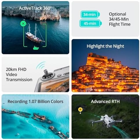 DJI Mini 4 Pro  DJI RC N2   Drones with Camera for Adults 4K  Under 0 549 lbs/249 g  34 Mins Flight Time  20km Max Video Transmission Distance  Omnidirectional Vision Sensing  Mini Drone for Beginners