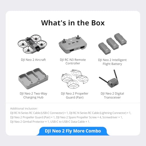DJI Neo 2 Fly More Combo With RC N3 Remote Controller  Stable Transmission With Digital Transceiver  4K Drone for Beginners  3 Batteries