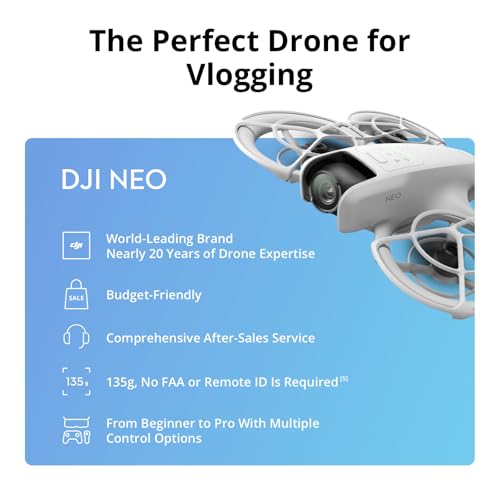 DJI Neo Fly More Combo Mini Drone with 4K UHD Camera for Adults 135g Self Flying Drone that Follows You Palm Takeoff Subject Tracking QuickShots Stabilized Video with RC N3 and 3 Batteries