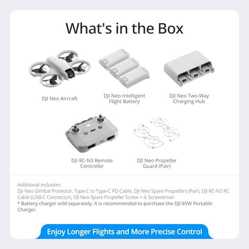 DJI Neo Three Battery Combo  Mini Drone with 4K UHD Camera for Adults  135g Self Flying Drone that Follows You  Palm Takeoff  Subject Tracking  QuickShots  Stabilized Video  Controller Free