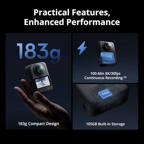 DJI Osmo 360 Camera Standard Combo  Waterproof 360  Action Camera with 1 Inch 360  Imaging  Native 8K 360  Video  105GB Built in Storage  120MP 360  Photo  100 Min 8K Recording  360 Action Camera