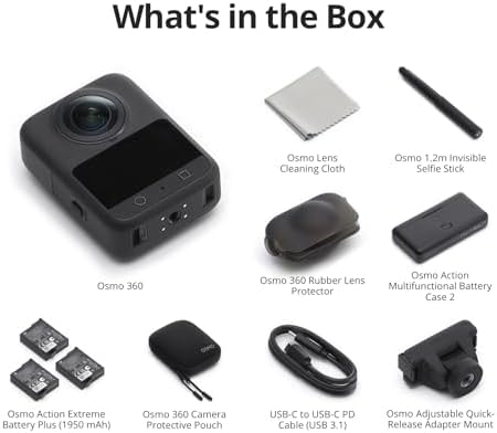 DJI Osmo 360 Camera Adventure Combo  Waterproof 8K 360  Action Camera with 1 Inch 360  Imaging  Extended Battery Life with 3 Batteries  Native 8K 360  Video  105GB Built in Storage  360 Action Camera