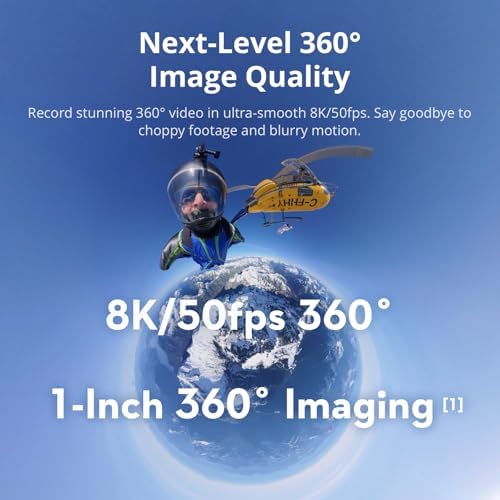 DJI Osmo 360 Camera Adventure Combo, cámara de acción impermeable 8K 360° con imagen 360° de sensor de 1 pulgada, duración extendida de batería con 3 baterías, video nativo 8K 360°, almacenamiento