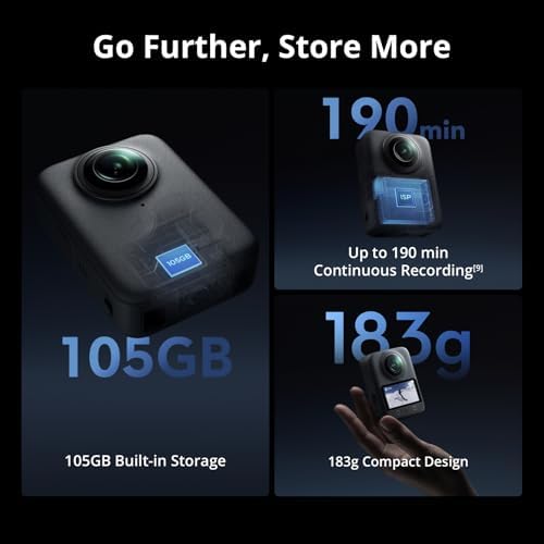 DJI Osmo 360 Camera Adventure Combo, cámara de acción impermeable 8K 360° con imagen 360° de sensor de 1 pulgada, duración extendida de batería con 3 baterías, video nativo 8K 360°, almacenamiento