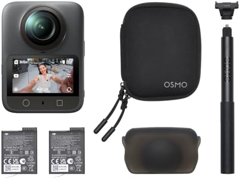 DJI Osmo 360 Essential Combo  360 Camera with 1 Inch 360  Imaging  Native 8K 360  Video  4K/120fps & 170  Boost Video  1 2m Invisible Selfie Stick Kit  Extended Battery Life with 2 Batteries