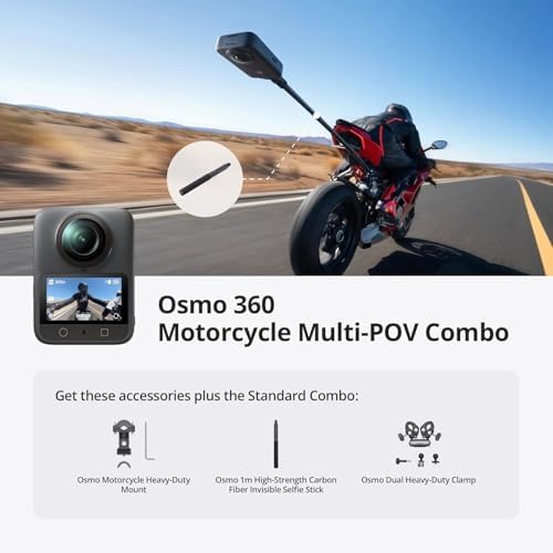 DJI Osmo 360 Motorcycle Multi POV Combo  360 Camera with 1 Inch 360  Imaging  4K/120fps & 170  Boost  Heavy Duty Mount  Native 8K 360  Video  Action Camera