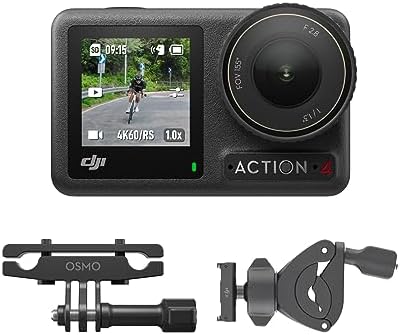 DJI Osmo Action 4 Essential Combo  4K/120fps Waterproof Action Camera with a 1/1 3 Inch Sensor  Stunning Low Light Imaging  10 bit & D Log M Color Performance  Long Lasting 160 Mins  Outdoor Camera