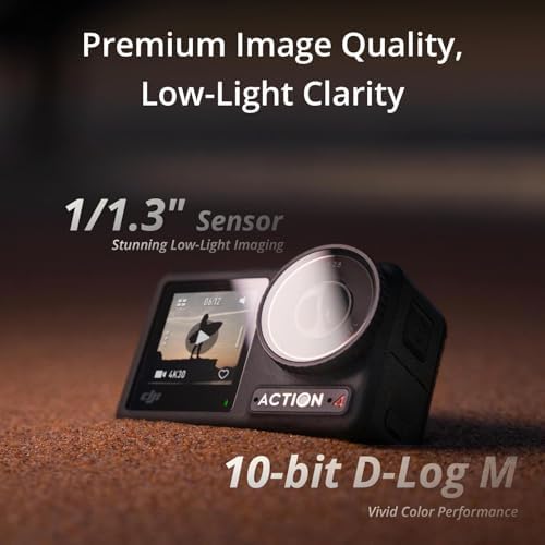 DJI Osmo Action 4 Essential Combo  Waterproof Action Camera with 1/1 3 Sensor  4K/120fps Video  Stunning Low Light Imaging  10 bit & D Log M Color Performance  Long Lasting 160 Mins  Vlogging Camera