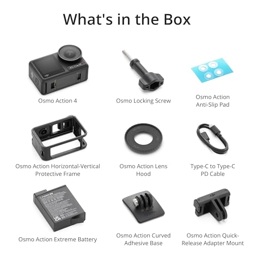DJI Osmo Action 4 Standard Combo 4K/120fps Waterproof Action Camera with a 1/1 3 Inch Sensor Stunning Low Light Imaging 10 bit & D Log M Color Performance Long Lasting 160 Mins Outdoor Camera