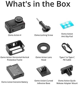 DJI Osmo Action 4 Standard Combo  4K/120fps Waterproof Action Camera with a 1/1 3 Inch Sensor  Stunning Low Light Imaging 10 bit & D Log M Color Performance  Long Lasting 160 Mins  Outdoor Camera