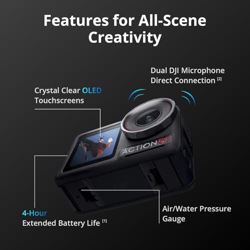 DJI Osmo Action 5 Pro Adventure Combo Action Camera 4K with 1/1 3 Sensor 12h Extended Battery Life with 3 Batteries Stabilization Dual OLED Touchscreens Mini Action Camera for Travel Vlog