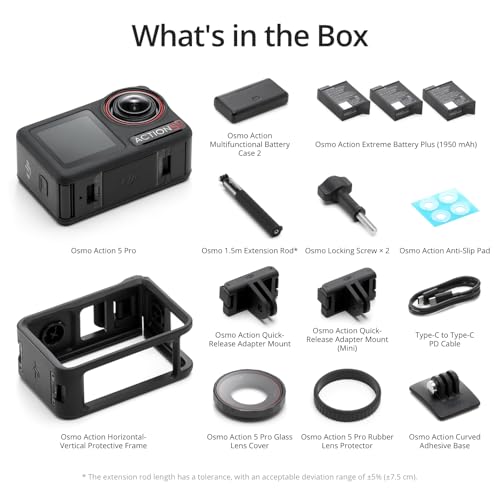 DJI Osmo Action 5 Pro Adventure Combo Action Camera 4K with 1/1 3 Sensor 12h Extended Battery Life with 3 Batteries Stabilization Dual OLED Touchscreens Mini Action Camera for Travel Vlog