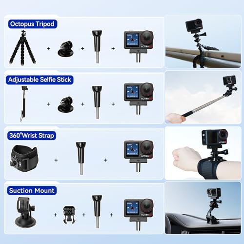 DJI Osmo Action 5 Pro Standard Combo with 58 Piece Accessory Kit and 2 Extra Batteries   64GB Card   Waterproof Action Camera with 1/1 3 Sensor  4K/120fps Video  Action Camera 4K Ideal for Sports