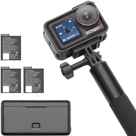 DJI Osmo Action 5 Pro Essential Combo, cámara de acción impermeable con sensor de 1/1.3", video 4K/120fps, seguimiento de sujetos, estabilización, pantallas táctiles OLED duales, cámara de acción 4K