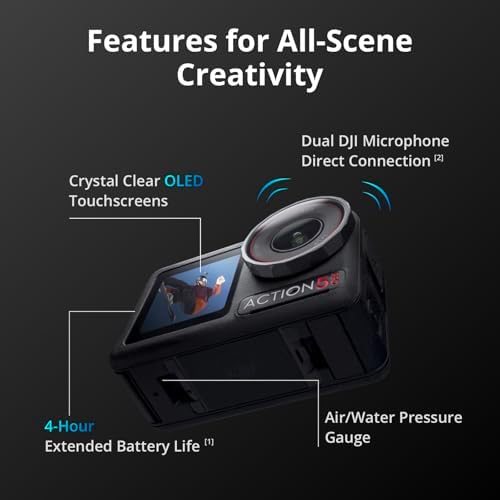 DJI Osmo Action 5 Pro Adventure Combo  Waterproof Action Camera with 1/1 3 Sensor  4K/120fps Video  Subject Tracking  12h Extended Battery Life with 3 Batteries  1 5m Extension Rod  Battery Case