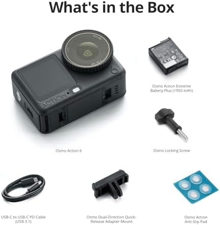 DJI Osmo Action 6 Essential Combo  Action Camera with 1/1 1  Square Sensor  Variable Aperture of f/2 0 f/4 0  Cold Resistant  4hrs Battery  Action Camera 4K Ideal for Daily Use
