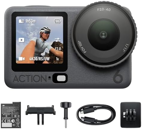 DJI Osmo Action 6 Standard Combo  Action Camera with 1/1 1  Square Sensor  Variable Aperture of f/2 0 f/4 0  Cold Resistant  4hrs Battery  Action Camera 8K Ideal for Quick Capture of Exciting Moments
