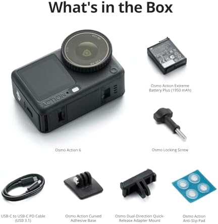 DJI Osmo Action 6 Standard Combo  8K Waterproof Action Camera with 1/1 1 Square Sensor  Variable Aperture of f/2 0 f/4 0  Rocksteady 3 0  Cold Resistant  4hrs Battery  50GB Storage  Vlogging Camera