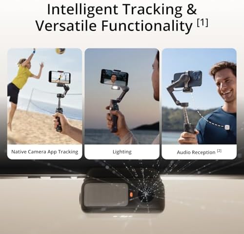DJI Osmo Mobile 7P Estabilizador de cardán para iPhone, Android, Seguimiento nativo, Iluminación, Cardán de teléfono de 3 ejes, Lanzamiento rápido, Edición con un toque, Varilla de extensión