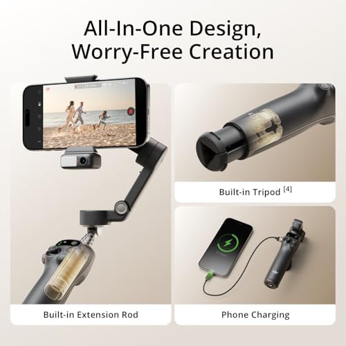 DJI Osmo Mobile 7P Gimbal Stabilizer for iPhone  Android  Native Tracking  Lighting  3 Axis Phone Gimbal  Quick Launch  One Tap Edit  Built in Extension Rod & Tripod  10hrs Use  Phone Charging