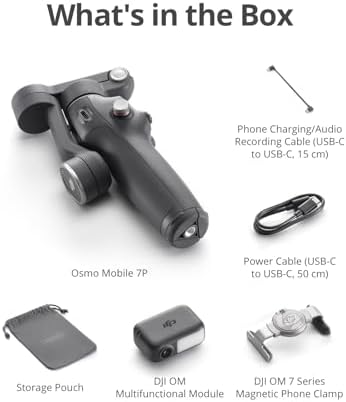 DJI Osmo Mobile 7P Gimbal Stabilizer for iPhone  Android  Native Tracking  Lighting  3 Axis Phone Gimbal  Quick Launch  One Tap Edit  Built in Extension Rod & Tripod  10hrs Use  Phone Charging