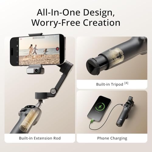 DJI Osmo Mobile 7P Gimbal Stabilizer for iPhone  Android  Native Tracking  Lighting  3 Axis Phone Gimbal  One Tap Edit  Built in Extension Rod & Tripod  10hrs Use  Phone Charging  Renewed
