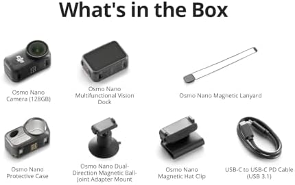 DJI Osmo Nano Standard Combo  128GB    Small 4K/60fps Vlogging Camera with a 1/1 3  Sensor  143  Wide FOV Video  200 Min Recording  Swift Content Transfer  Magnetic POV Cam 4K for Sports  Vlog