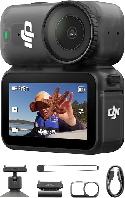 DJI Osmo Nano Standard Combo (128GB) - Cámara pequeña de vlogging 4K/60fps con sensor 1/1.3″, video ultra gran angular 143°, grabación de 200 minutos, transferencia rápida de contenido, POV magnético 4K para deportes y vlogs