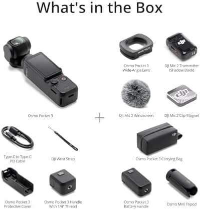 DJI Osmo Pocket 3 Creator Combo  Vlogging Cameras with 1 CMOS  4K/120fps Vlog Camera  3 Axis Stabilization  Face/Object Tracking  Mic Included for Clear Sound  Digital Vlogging Camera for YouTube