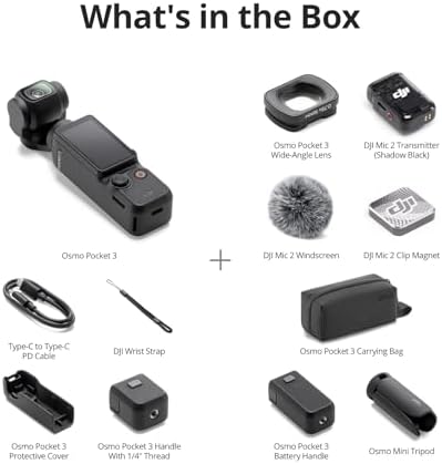 DJI Osmo Pocket 3 Creator Combo  1 CMOS  4K Resolution/120fps Vlog Camera  3 Axis Stabilization  Face/Object Tracking  Mic Included for Clear Sound  Digital Camera for YouTube