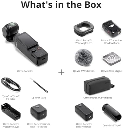 DJI Osmo Pocket 3 Creator Combo  1 CMOS  4K Resolution/120fps Vlog Camera  3 Axis Stabilization  Face/Object Tracking  Mic Included for Clear Sound  Digital Camera for YouTube