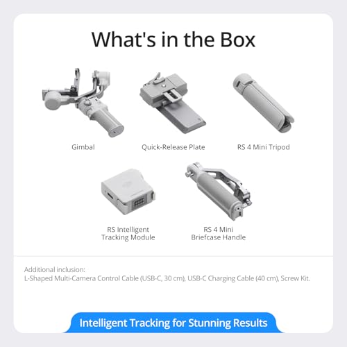 DJI Mini Combo RS 4, estabilizador cardán para cámaras Canon/Sony/Panasonic/Nikon/Fujifilm, Bloqueos de eje automático, seguimiento inteligente, carga útil de 4.4 lbs/4.4 libras, cardán de cámara