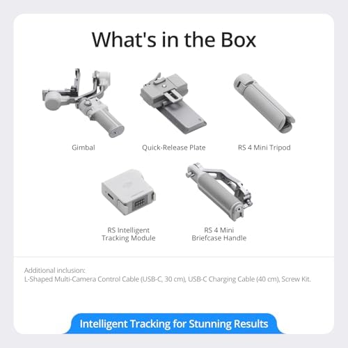 DJI RS 4 Mini Combo  Gimbal Stabilizer for Cameras Canon/Sony/Panasonic/Nikon/Fujifilm  Auto Axis Locks  Intelligent Tracking  2kg/4 4lbs Payload  Camera Gimbal  Camera Stabilizer  Briefcase Handle