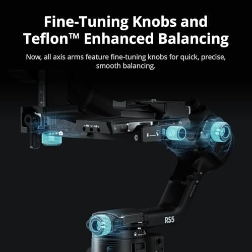 DJI RS 5 Combo  Gimbal Stabilizer for Camera Canon/Sony/Panasonic/Nikon/Fujifilm  Intelligent Tracking  Electronic Briefcase Handle  Fine Tuning Knobs  New Z Axis Indicator