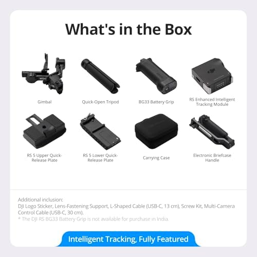 DJI RS 5 Combo  Gimbal Stabilizer for Camera Canon/Sony/Panasonic/Nikon/Fujifilm  Intelligent Tracking  Electronic Briefcase Handle  Fine Tuning Knobs  New Z Axis Indicator
