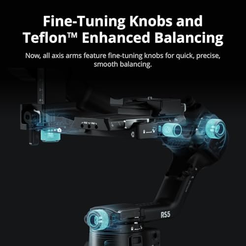 DJI RS 5  Gimbal Stabilizer for Camera Canon/Sony/Panasonic/Nikon/Fujifilm  Fine Tuning Knobs  2nd Gen Automated Axis Locks  Quick Open Tripod  New Z Axis Indicator
