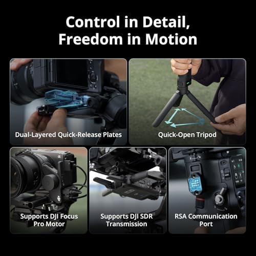 DJI RS 5  Gimbal Stabilizer for Camera Canon/Sony/Panasonic/Nikon/Fujifilm  Fine Tuning Knobs  2nd Gen Automated Axis Locks  Quick Open Tripod  New Z Axis Indicator