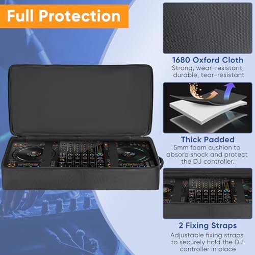 DJ Controller Bag Compatible with DDJ FLX10 / 1000 / REV7 / REV5 / SC LIVE 4  DJ Soft Case Gig Bag with Multi pocket for DJ Controller & Accessories  Medium 