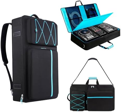 DJ Controller Case Compatible with DDJ FLX10/ DDJ GRV6/ REV5/ REV7/ SC LIVE 4/1000/ 1000SRT  Padded DJ Controller Bag with Multi  Pocket  DJ Backpack with 15 6 Laptop Compartment