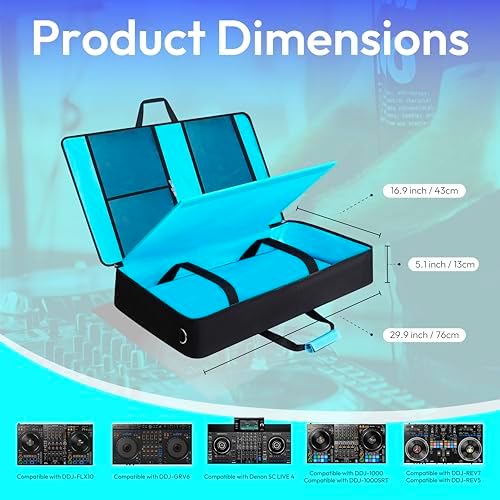 DJ Controller Case Compatible with DDJ FLX10/ DDJ GRV6/ REV5/ REV7/ SC LIVE 4/1000/ 1000SRT  Padded DJ Controller Bag with Multi  Pocket  DJ Backpack with 15 6 Laptop Compartment