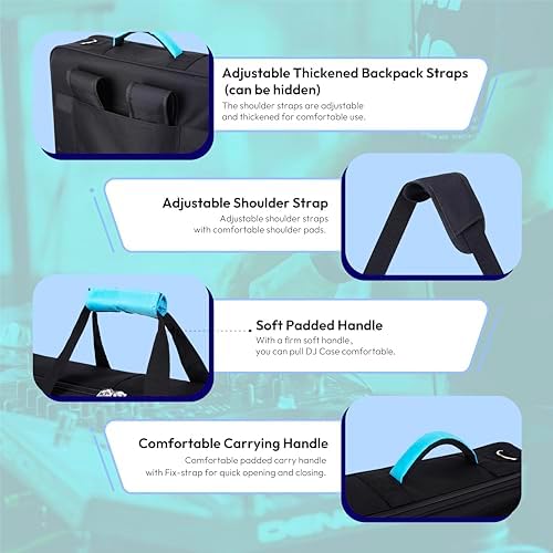 DJ Controller Case Compatible with DDJ FLX10/ DDJ GRV6/ REV5/ REV7/ SC LIVE 4/1000/ 1000SRT  Padded DJ Controller Bag with Multi  Pocket  DJ Backpack with 15 6 Laptop Compartment