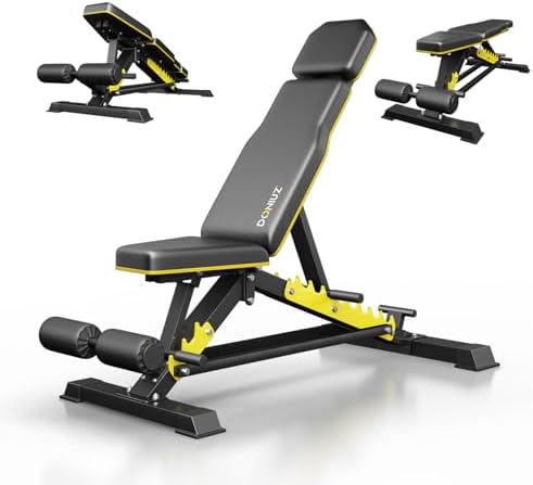DONIUZ Heavy Duty Bench Adjustable Workout Bench Press Set for Home Gym Strength Training  Multi Functional Roman Chair with Headrest  Max Load 1200  DZ 025 