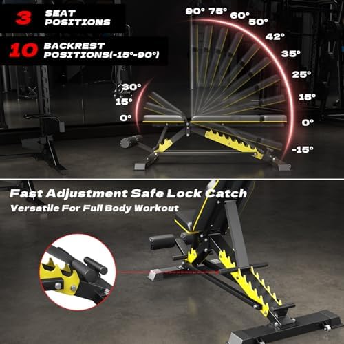 DONIUZ Heavy Duty Bench Adjustable Workout Bench Press Set for Home Gym Strength Training  Multi Functional Roman Chair with Headrest  Max Load 1200  DZ 025 
