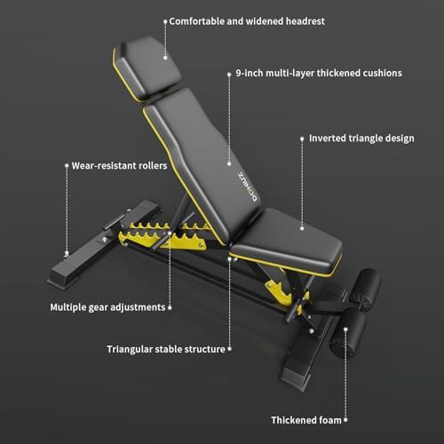 DONIUZ Heavy Duty Bench Adjustable Workout Bench Press Set for Home Gym Strength Training  Multi Functional Roman Chair with Headrest  Max Load 1200  DZ 025 
