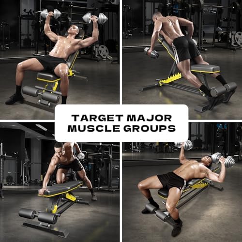 DONIUZ Heavy Duty Bench Adjustable Workout Bench Press Set for Home Gym Strength Training  Multi Functional Roman Chair with Headrest  Max Load 1200  DZ 025 